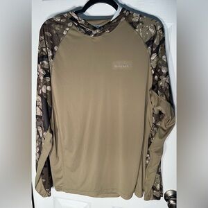 Men’s SIMMS SolarFlex Hoodie Camo Size Medium M Insect Shield Fishing Polyester